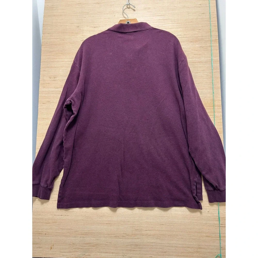 Polo Ralph Lauren Long‎ Sleeve Polo Shirt Burgundy Mens XL Embroidered Pony